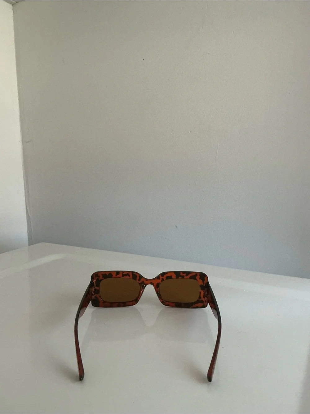 Tortoiseshell Rectangular Women's Sunglasses - Brown Lenses